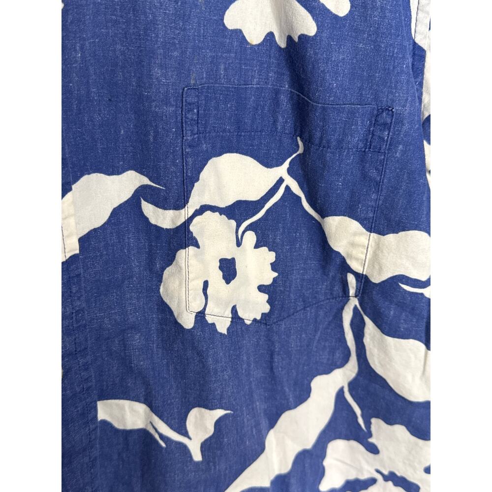 Reyn Spooner Blue White Floral Pattern
 Button Down Aloha Shirt Men Size Large - Picture 3 of 5
